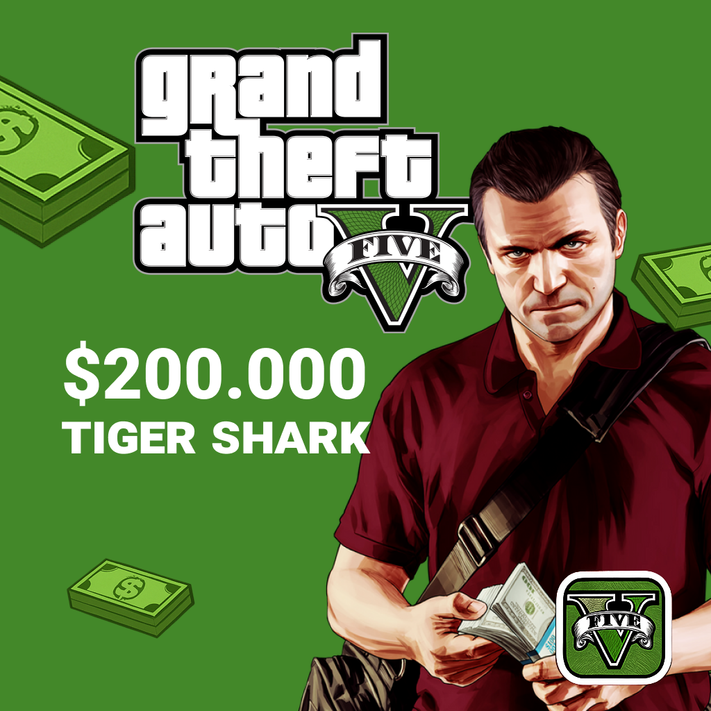 Grand Theft Auto V $200.000 Tiger Shark Cash Card rockstar GL - Gems