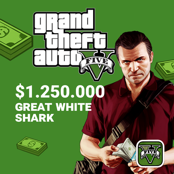 Grand Theft Auto V $1.250.000 Great White Shark Cash Card xbox GL - Gems