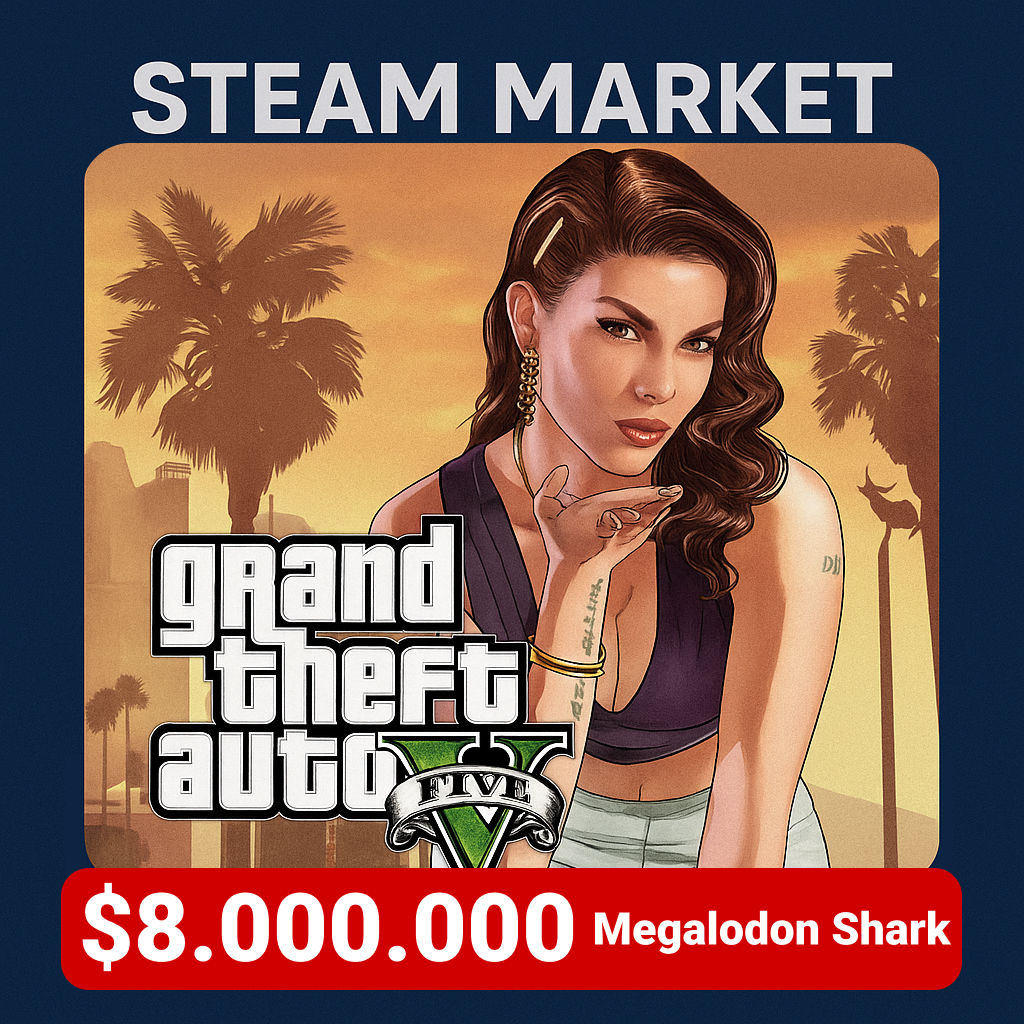 Grand Theft Auto V $8.000.000 Megalodon Shark Cash Card код пополнения rockstar GL - Steam Market